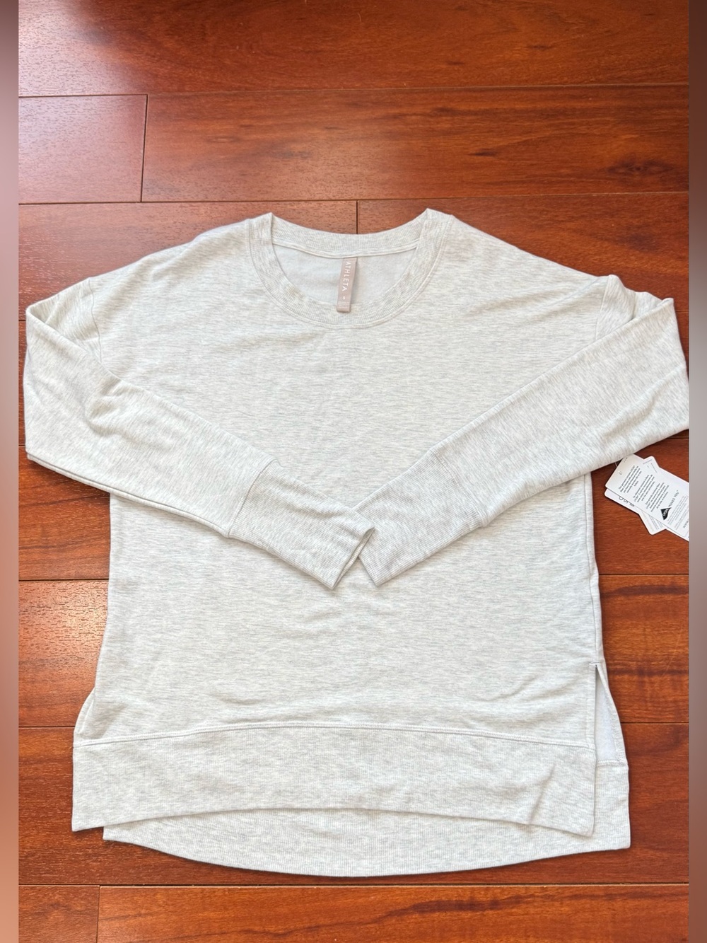 Athleta Heathered Light Gray Crewneck Pullover